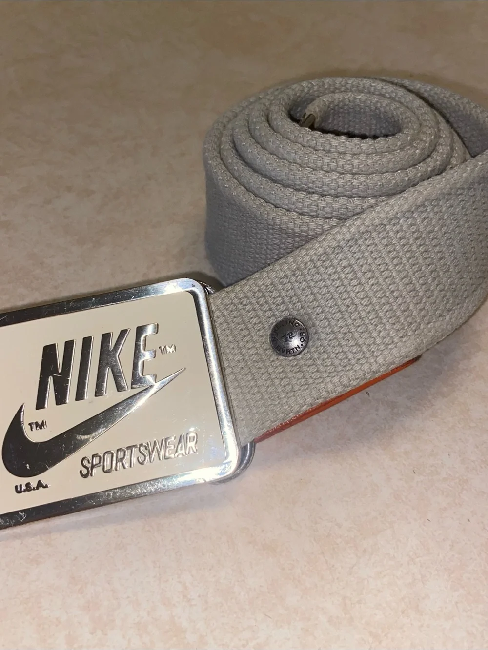 Vintage Nike Belt Brass Buckle Mens Large Orange Label  Rare Limited Release 44”